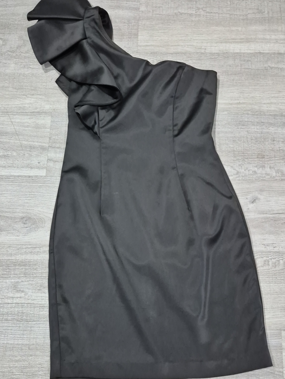 Bardot Black One-Shoulder Ruffle Sheath Dress
